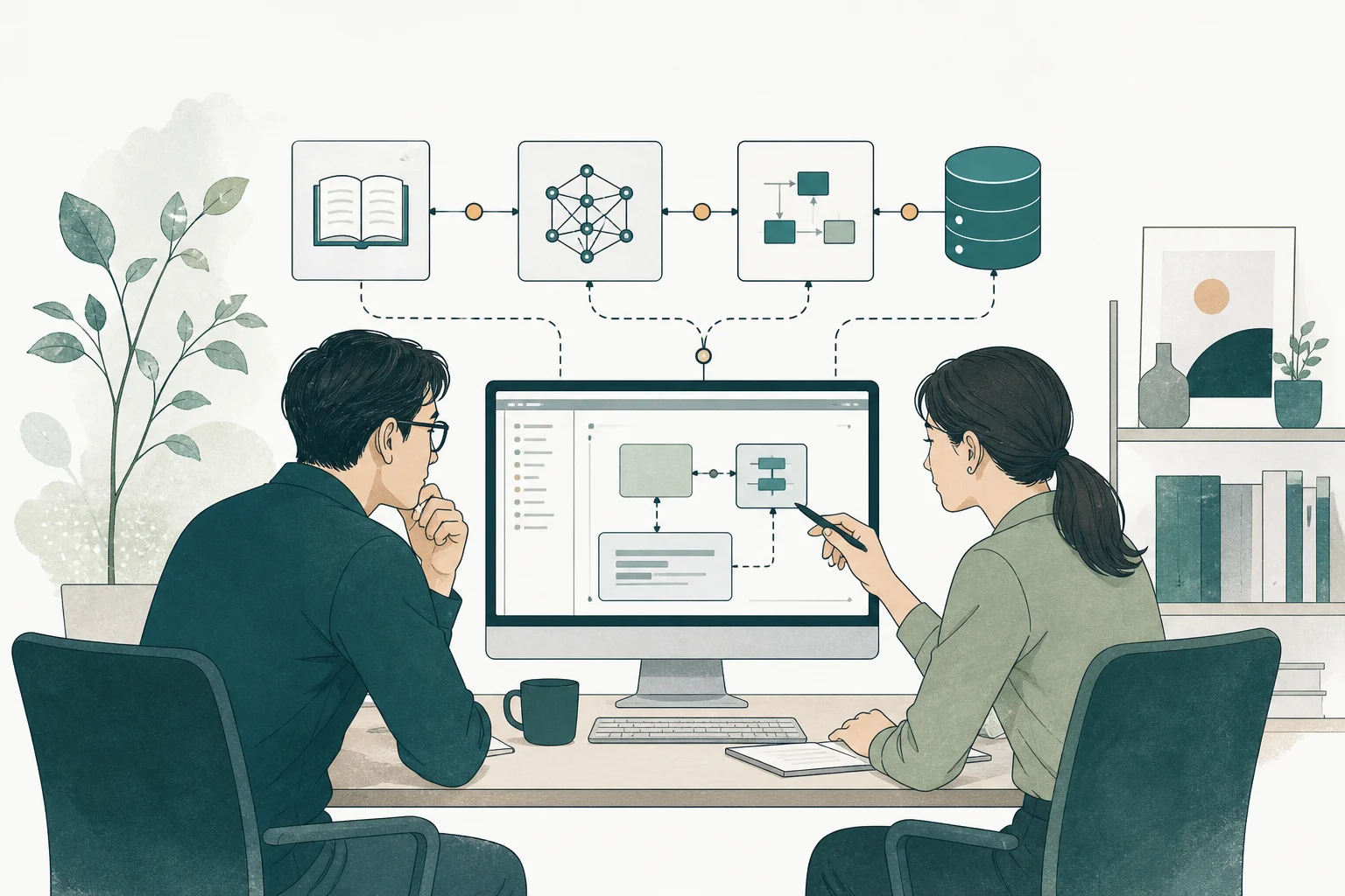 AIを業務システムに組み込む開発のイラスト